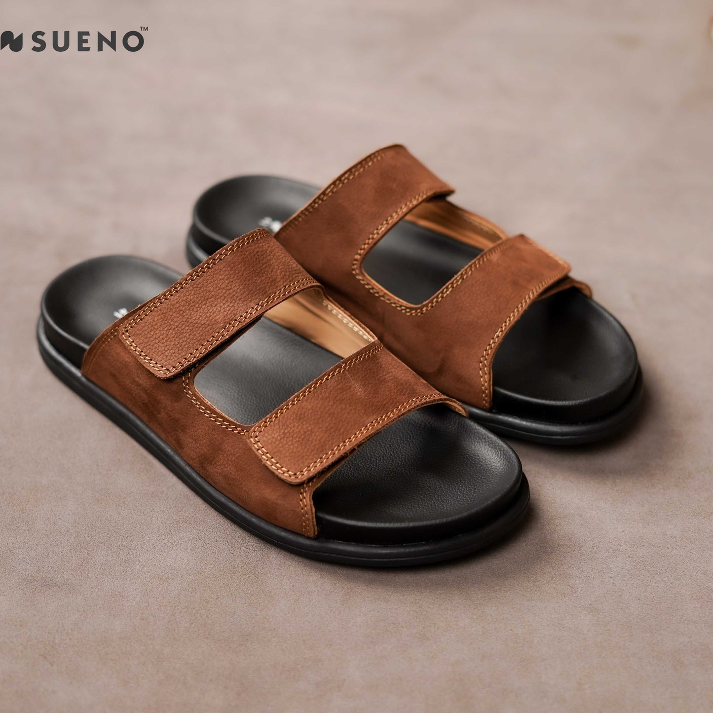 Dual Strap Nubuck Slides