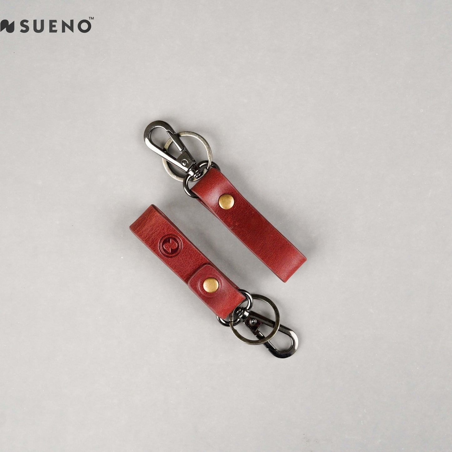 Premium Leather Loop Keychain with Metal Hook & Ring