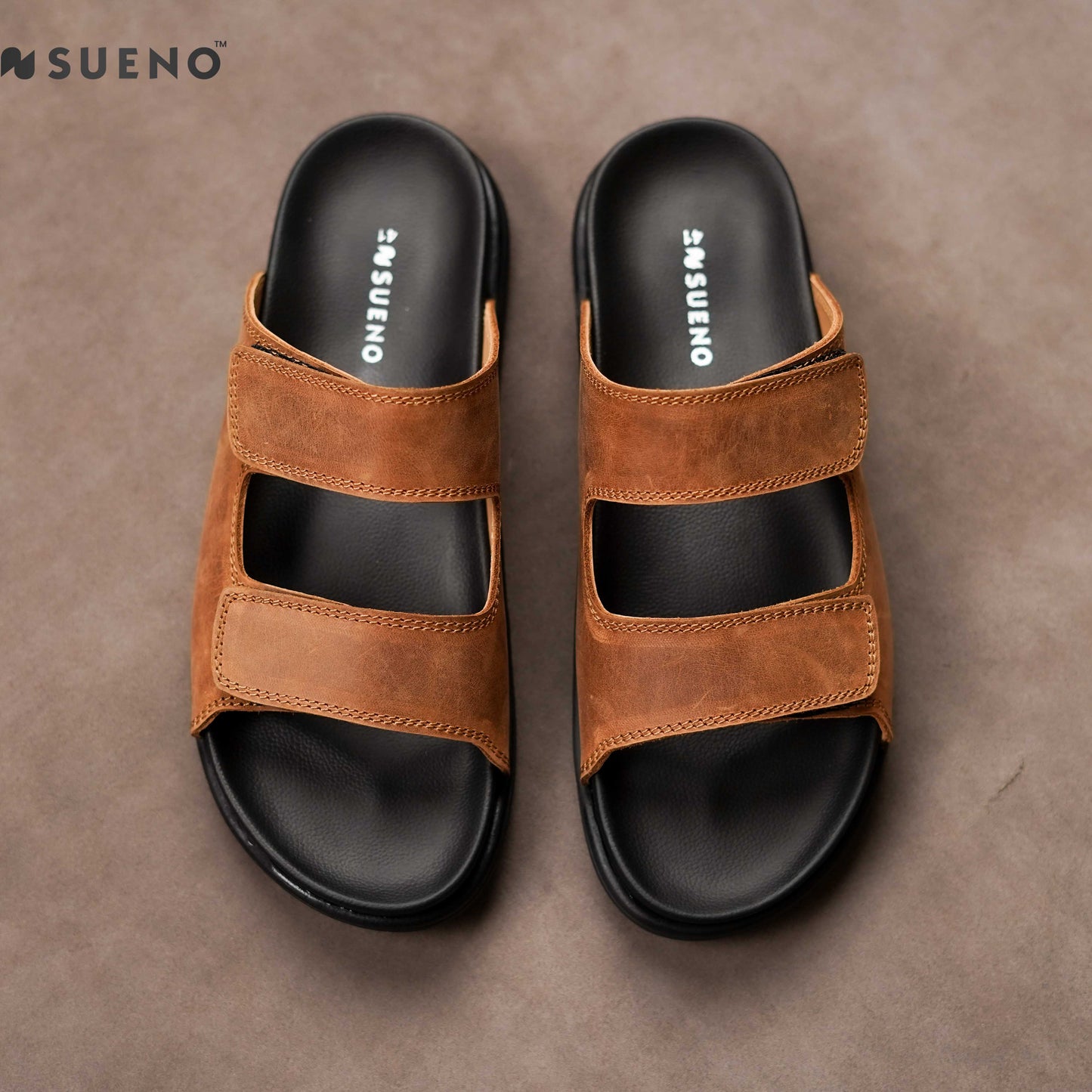 Dual Strap Nubuck Slides