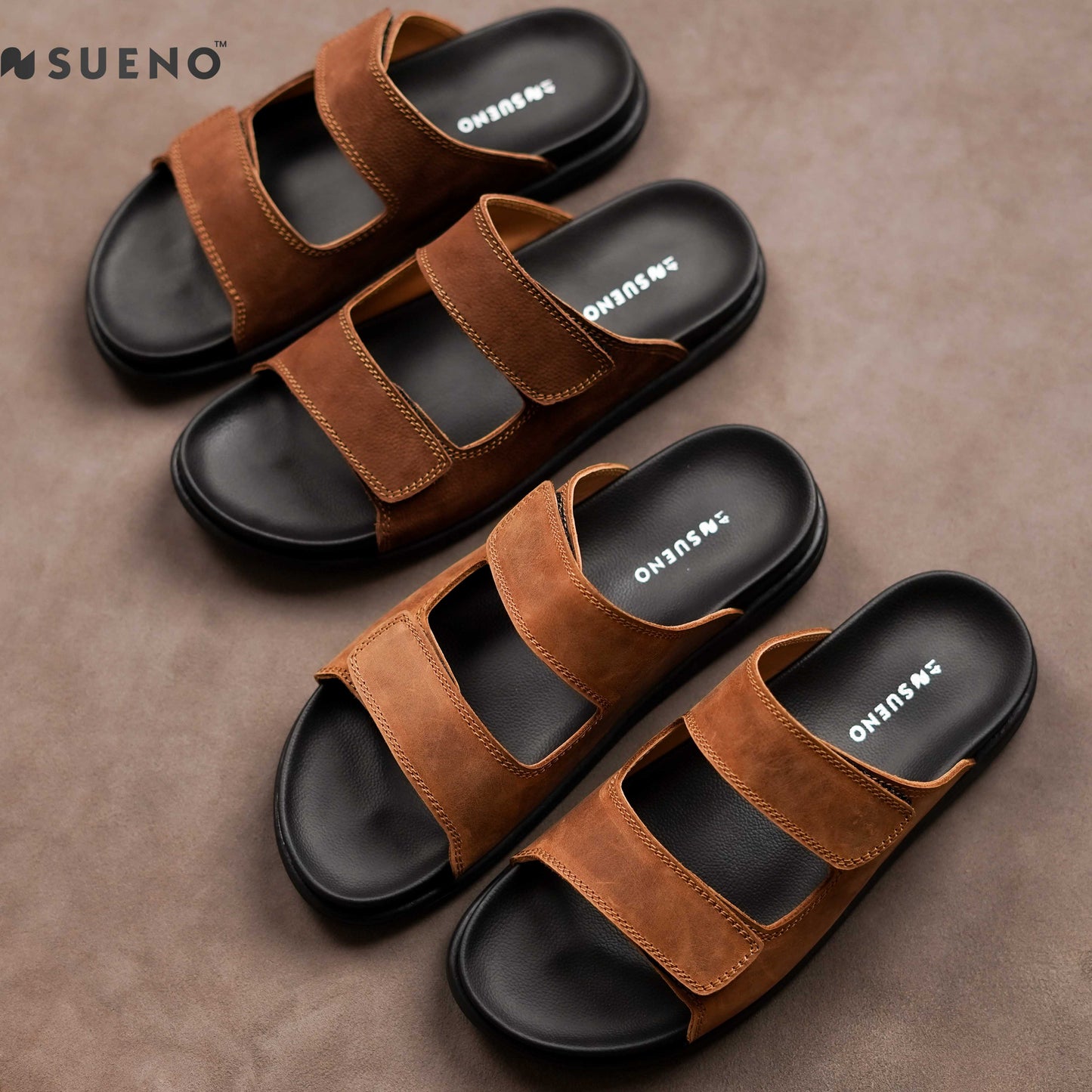 Dual Strap Nubuck Slides
