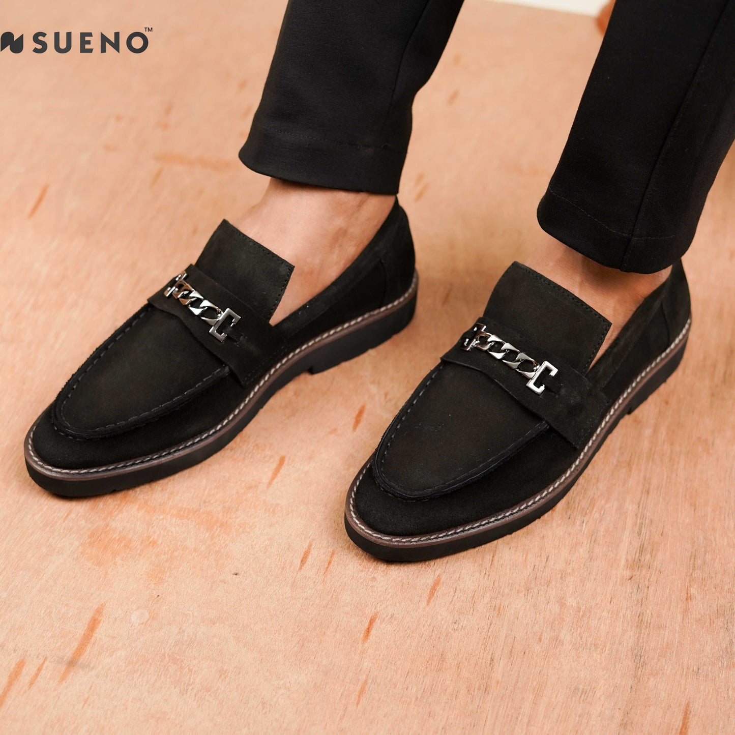 Chain Strap Suede Loafer