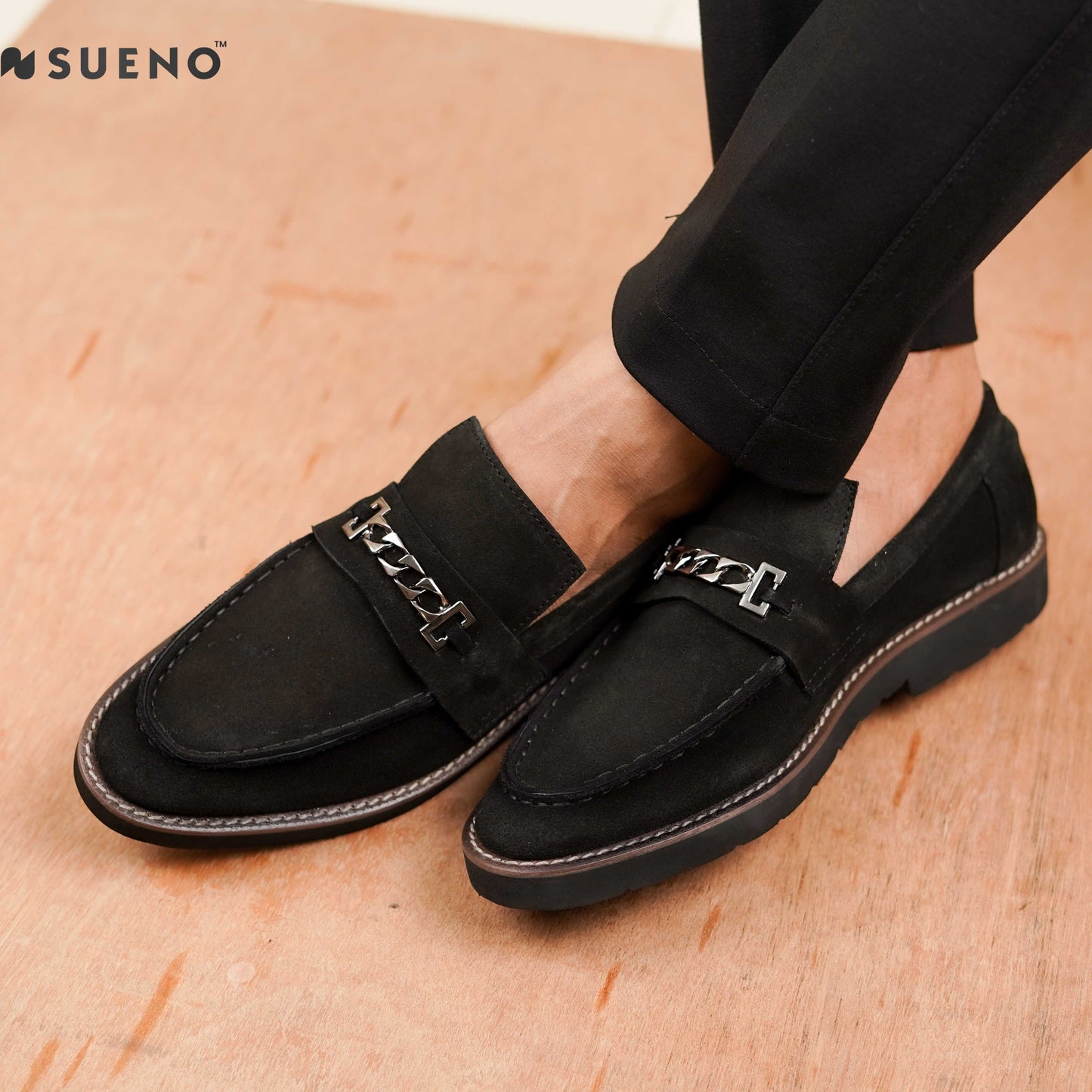 Chain Strap Suede Loafer