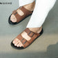 Double Buckle Nubuck Slide