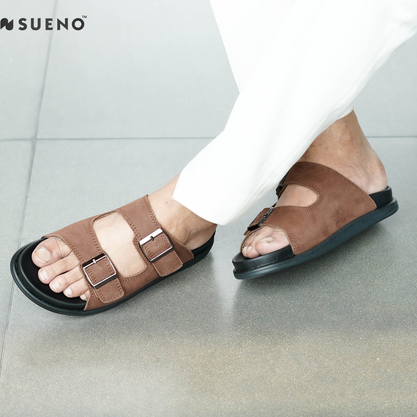 Double Buckle Nubuck Slide