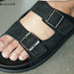 Double Buckle Nubuck Slide