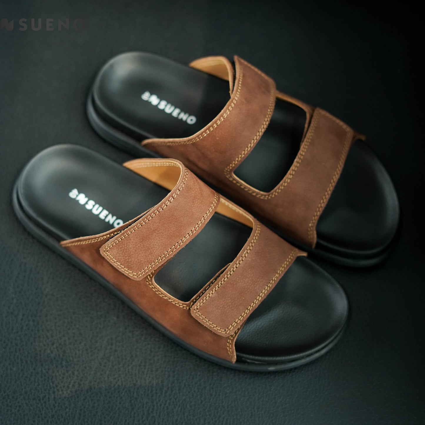 Dual Strap Nubuck Slides