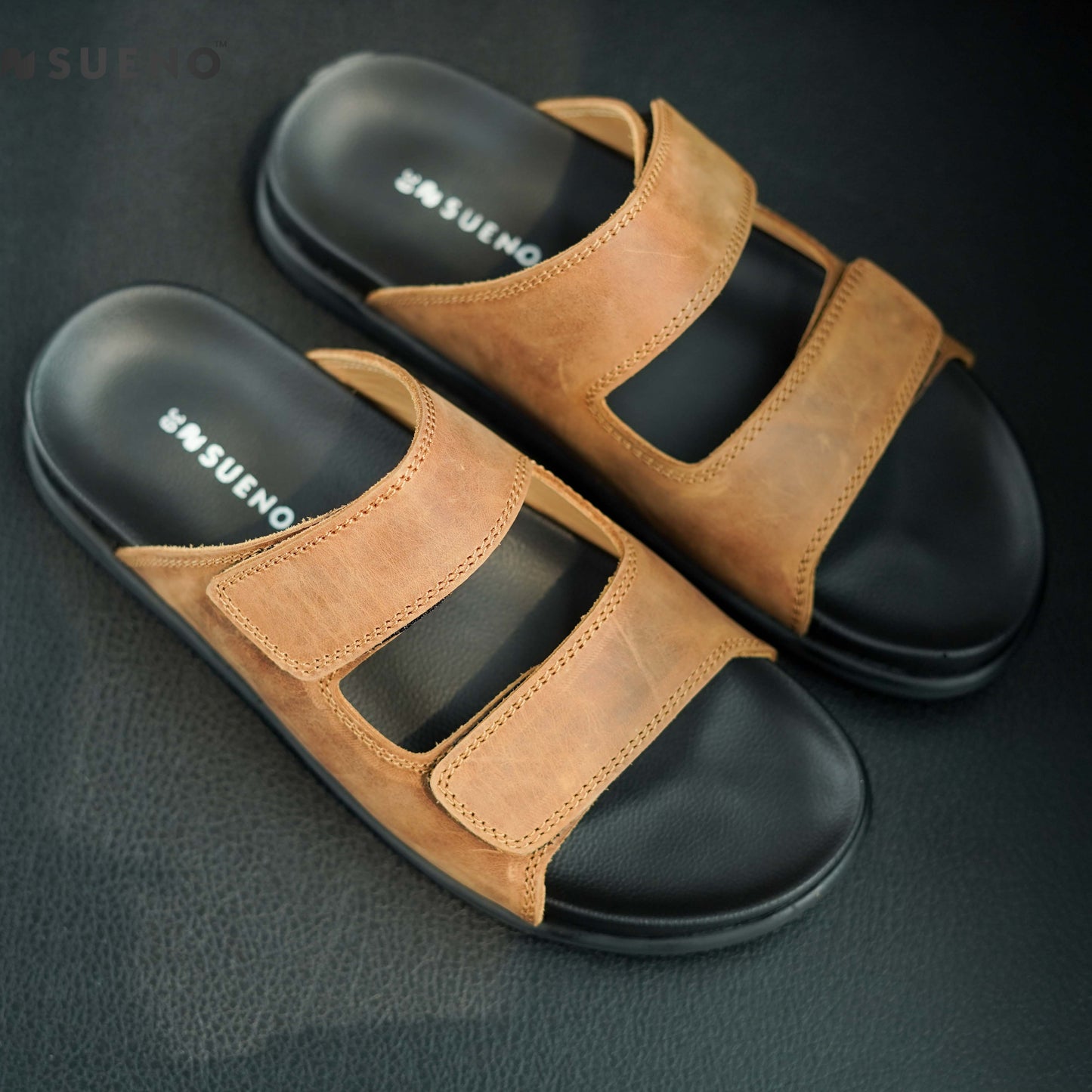 Dual Strap Nubuck Slides