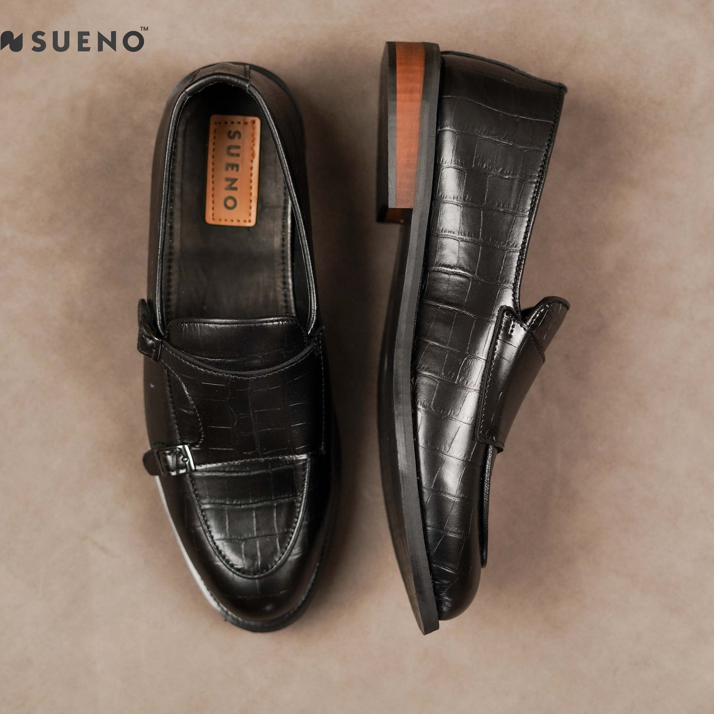 Men’s Double-monk Croco Texture Shoe
