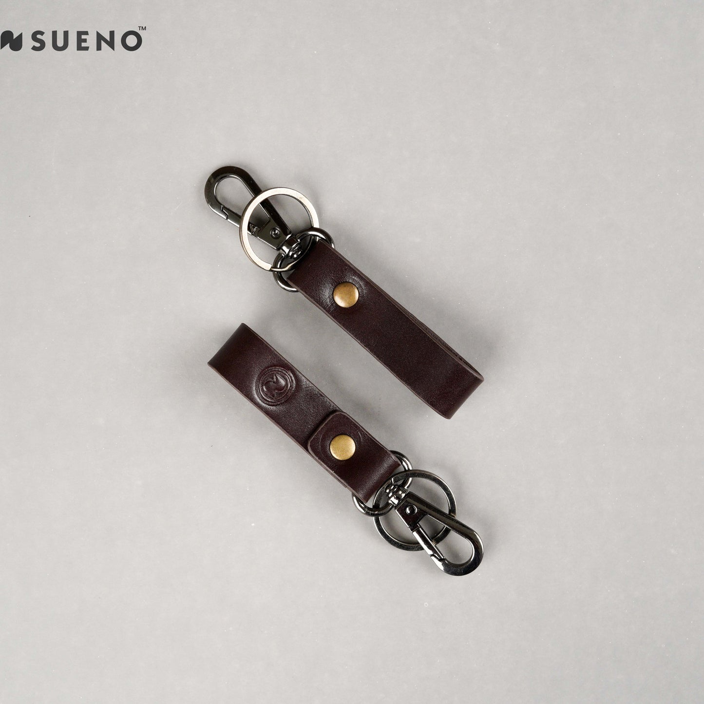 Premium Leather Loop Keychain with Metal Hook & Ring